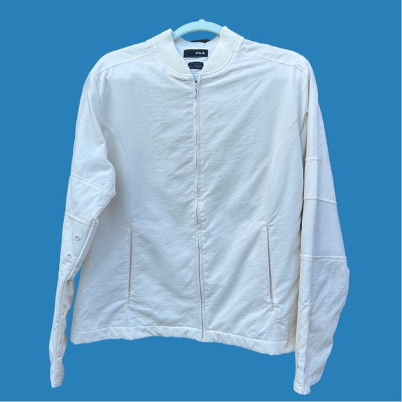 Fila Jackets & Blazers - NWOT-Fila Sz XL off white jacket with striped lining & pockets